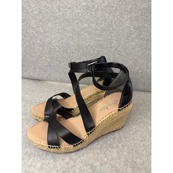 Charles by Charles David Nola Black Espadrille Wedge Sandals 6.5 EUC - Picture 3 of 7
